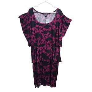 New Ashley Stewart Peplum Dress Purple and Black Plus Size 22/24 (829)